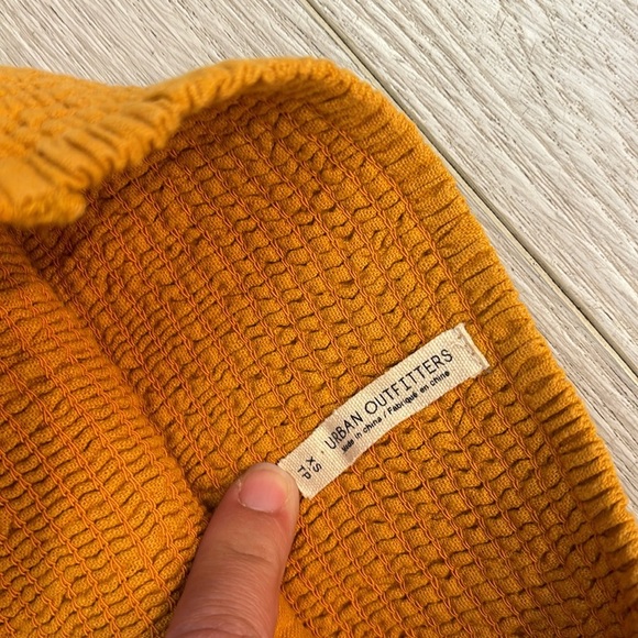 Urban Outfitters San Fernando Smocked Strapless Ruffle Jumpsuit mustard color XS - Picture 6 of 15